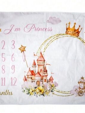 SHEIN Pink Gold Princess Castle Milestone Backdrop